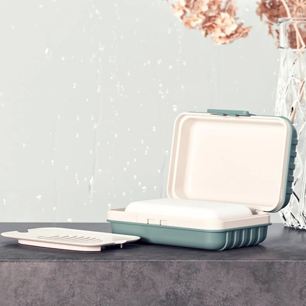 Misty Blue Portable Soap Box w/ Lidfor Travel